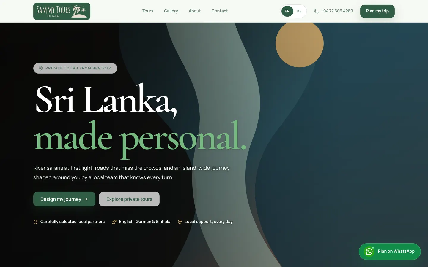 Homepage of Sammy Tours, Bentota, Sri Lanka